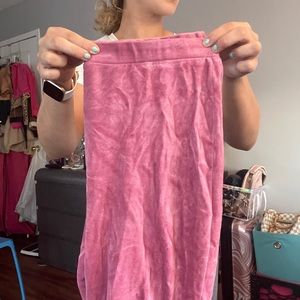 FASHION NOVA Pink Velvet Leggings, Size Large